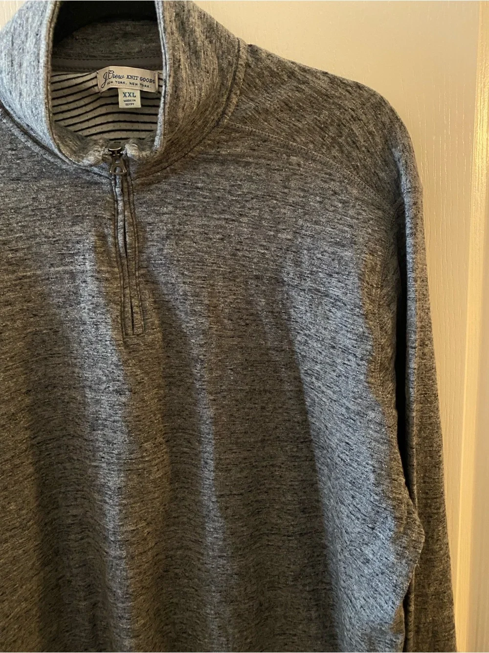J. CREW Men’s 100% Cotton Double-Knit Half-Zip Pullover in Heathered Grey - XXL